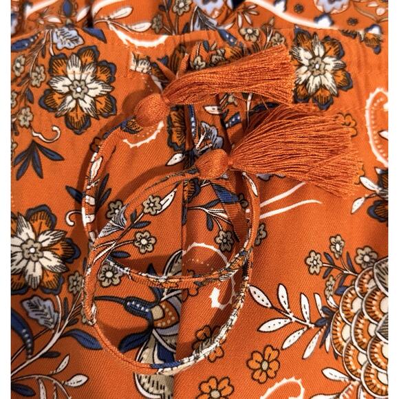 J.Jill Womens Shorts M Orange White Blue Pockets Elastic Waist Drawstring NWT - Picture 5 of 9